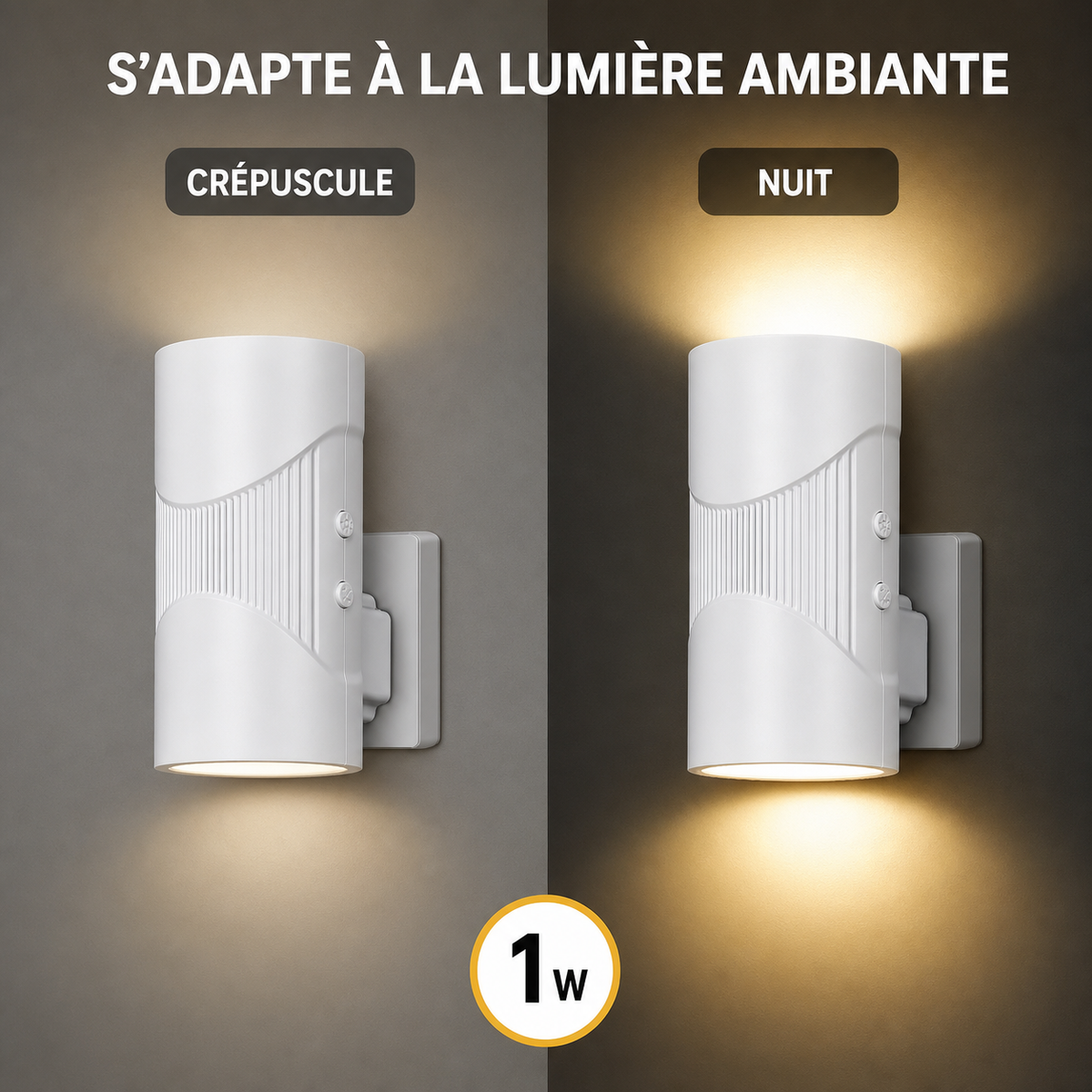 Lot de 2 Veilleuses LED sur Prise – 3 Couleurs & Capteur de Lumière