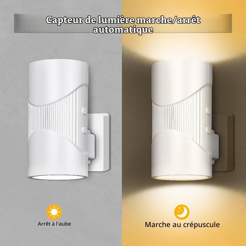 Lot de 2 Veilleuses LED sur Prise – 3 Couleurs & Capteur de Lumière
