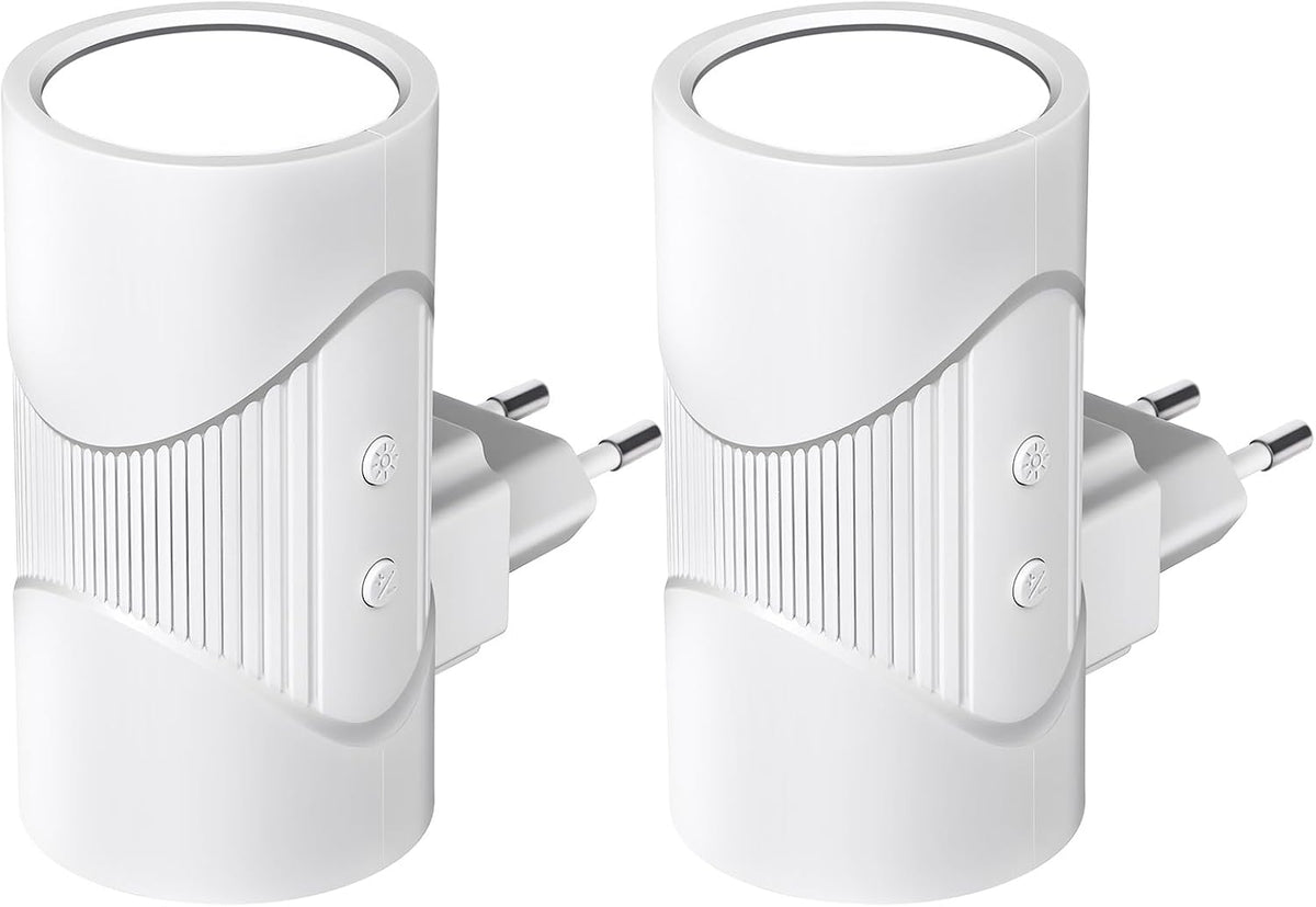 Lot de 2 Veilleuses LED sur Prise – 3 Couleurs & Capteur de Lumière